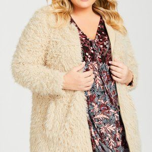 Avenue Lotus Fluffy Jacket Cream Aveology Womens 22/24 Fur